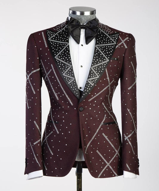 Jewelry Ornament Tuxedo ā Burgundy/Silver II ā view 2