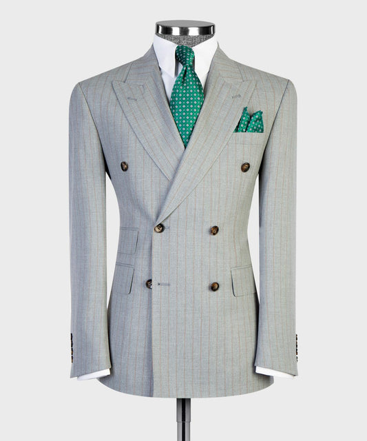 Prestige Collection Silver Grey Pinstripe Double-Breasted Suit product image 2