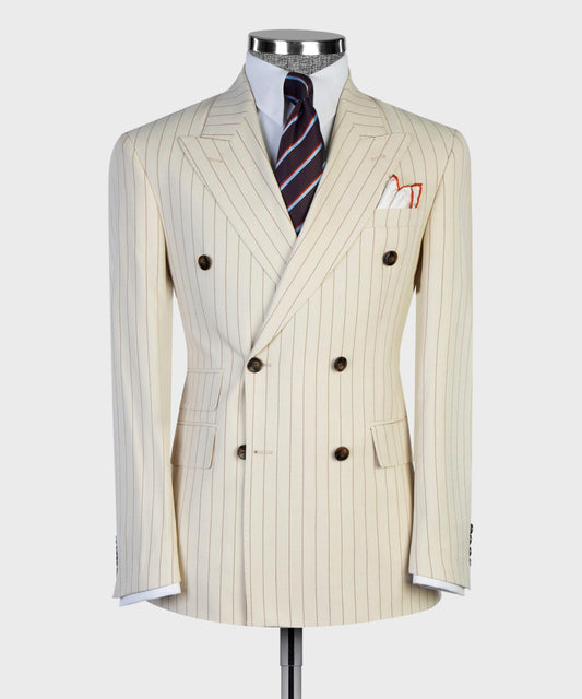 Prestige Collection Ivory Pinstripe Double-Breasted Suit product image 2