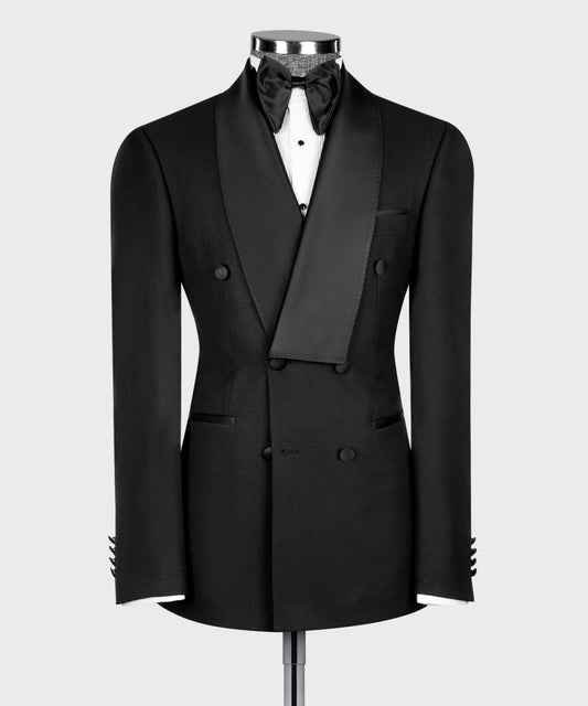 Asymmetric Satin Shawl Lapel Black Tuxedo product image 2