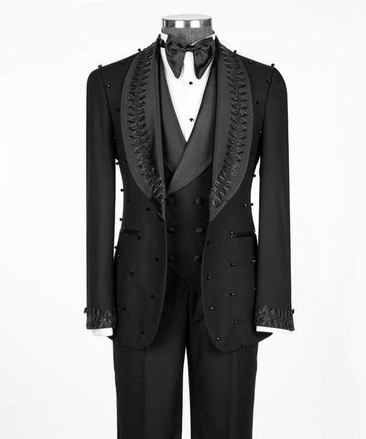 Embellished Satin Shawl Lapel Black Tuxedo product image 2