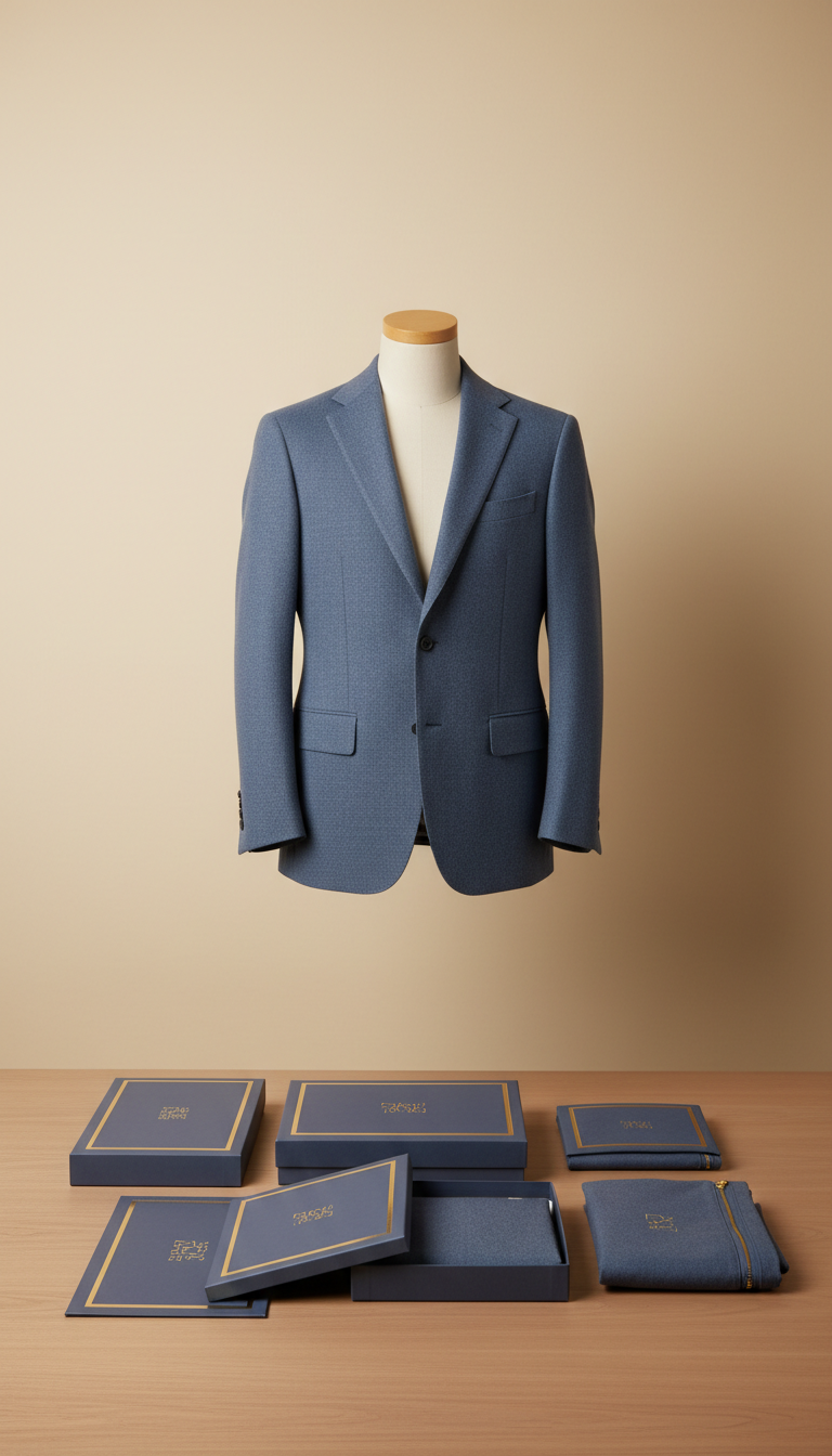 Slate Blue Tailored Wool Blazer