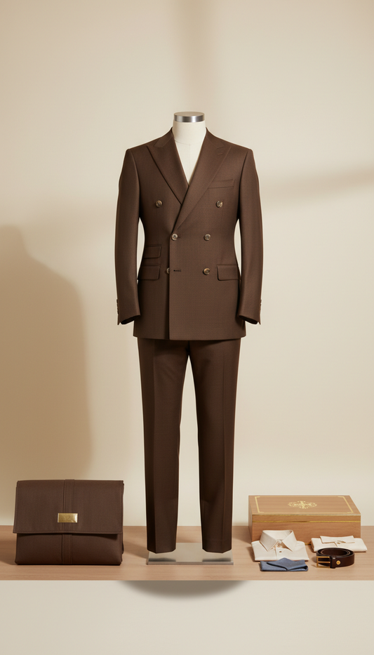 Tobacco Brown Double-Breasted Suit
