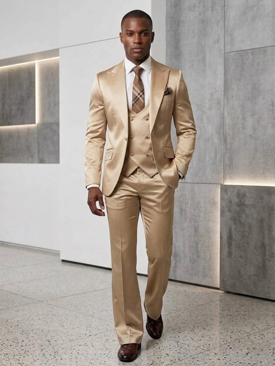 50R - SATIN FLARED LEG SUIT - (SLIM FIT)