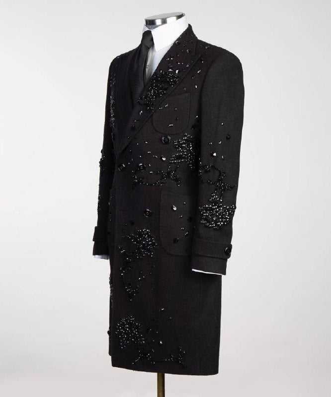 Pearl Ornament Coat Black
