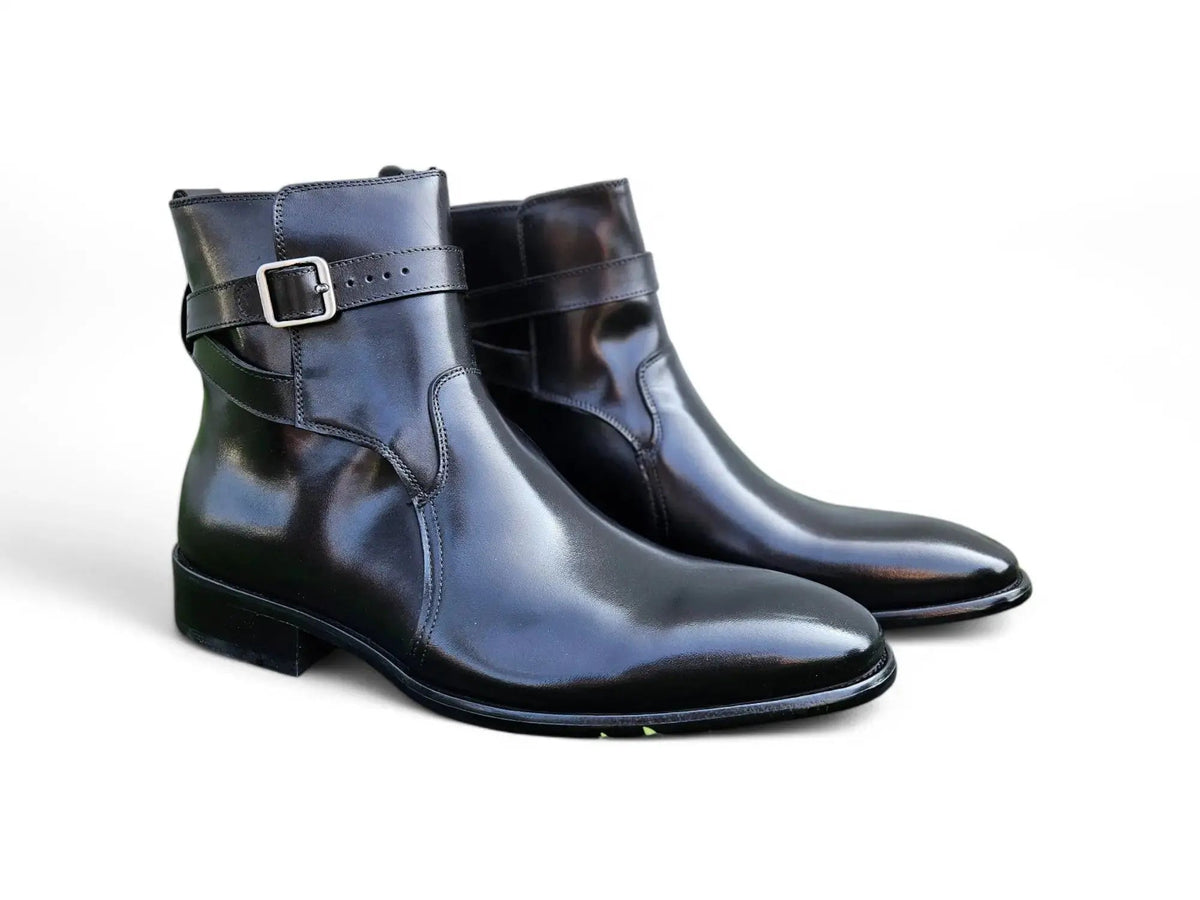 Buckle Leather Strap Boots
