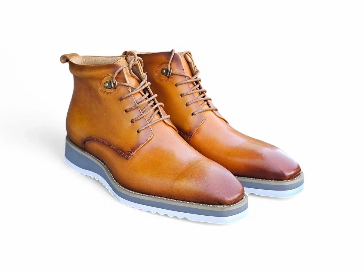 Burnished Calfskin Lace-Up Boot