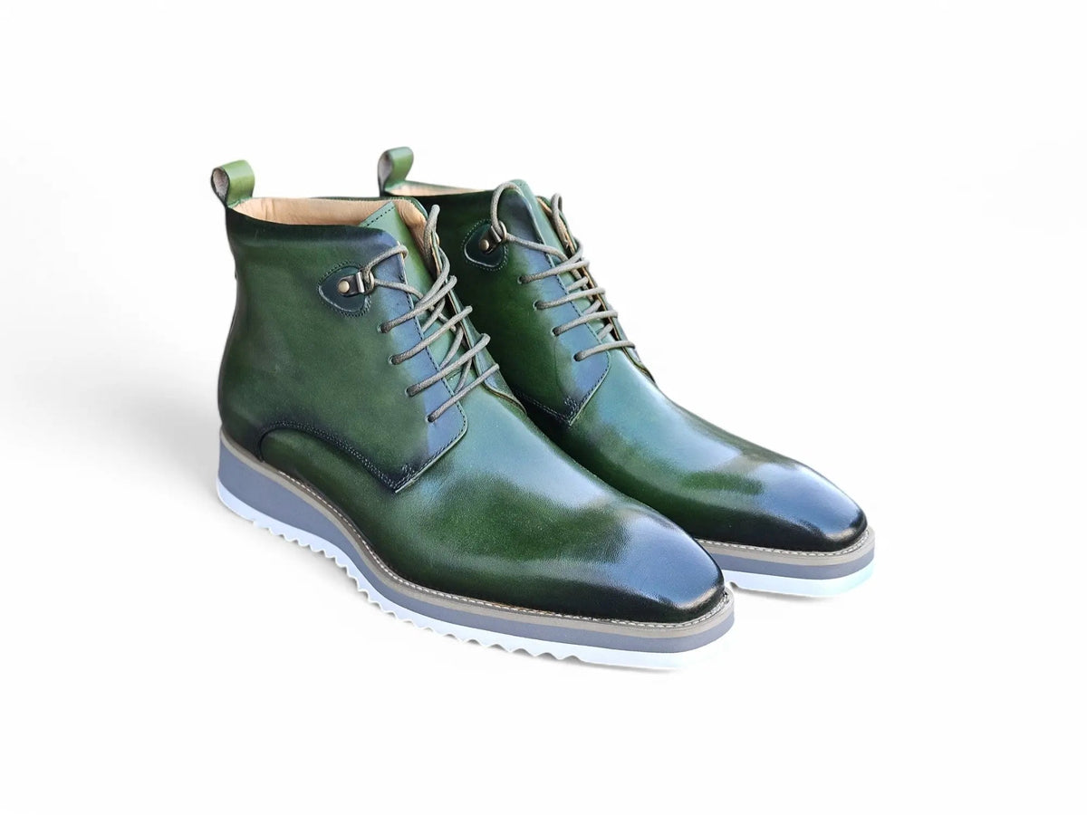 Burnished Calfskin Lace-Up Boot