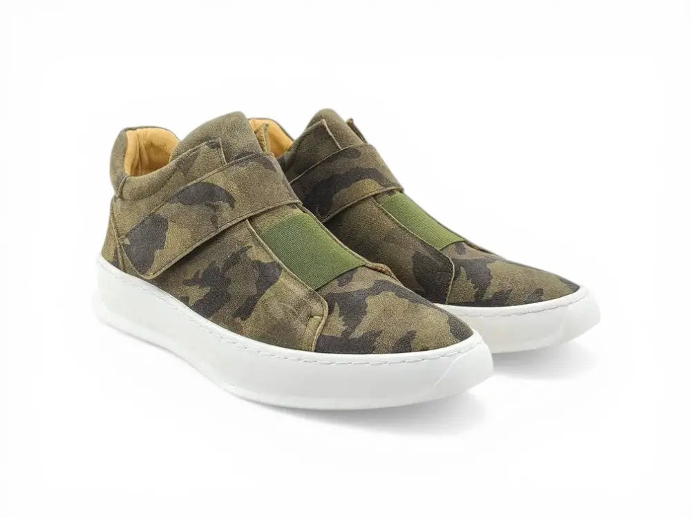 Camouflage Printed Suede Sneakers