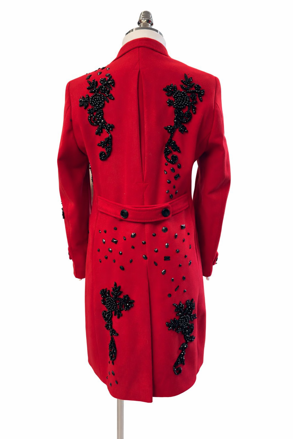 Black Crystal Embroidered Red Statement Coat – view 6