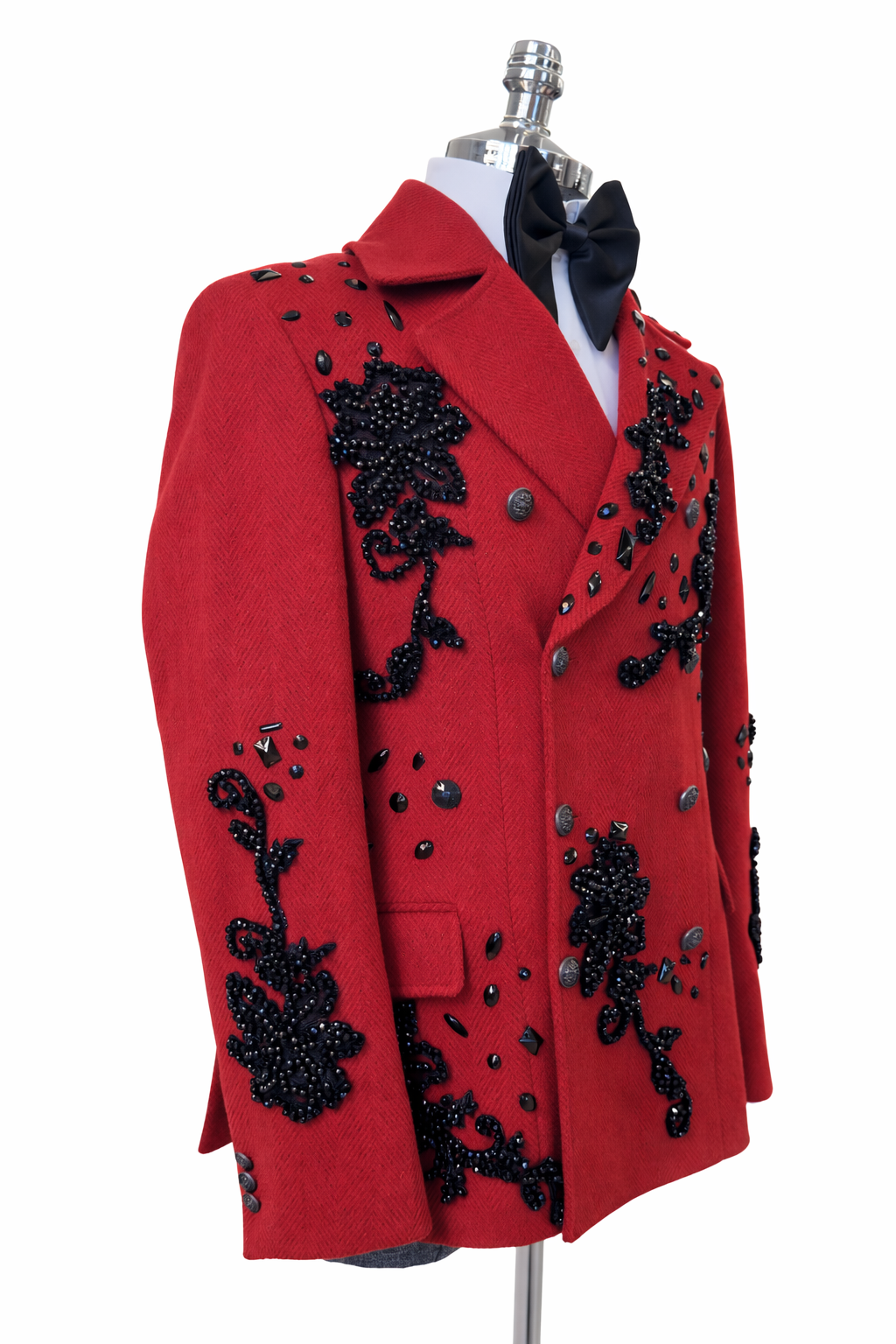 Luxury Handcrafted Red Statement Coat – view 2