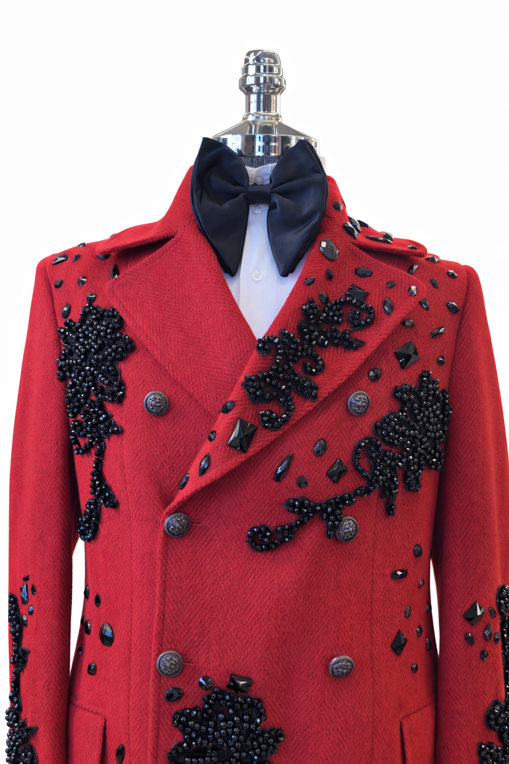Luxury Handcrafted Red Statement Coat – view 5