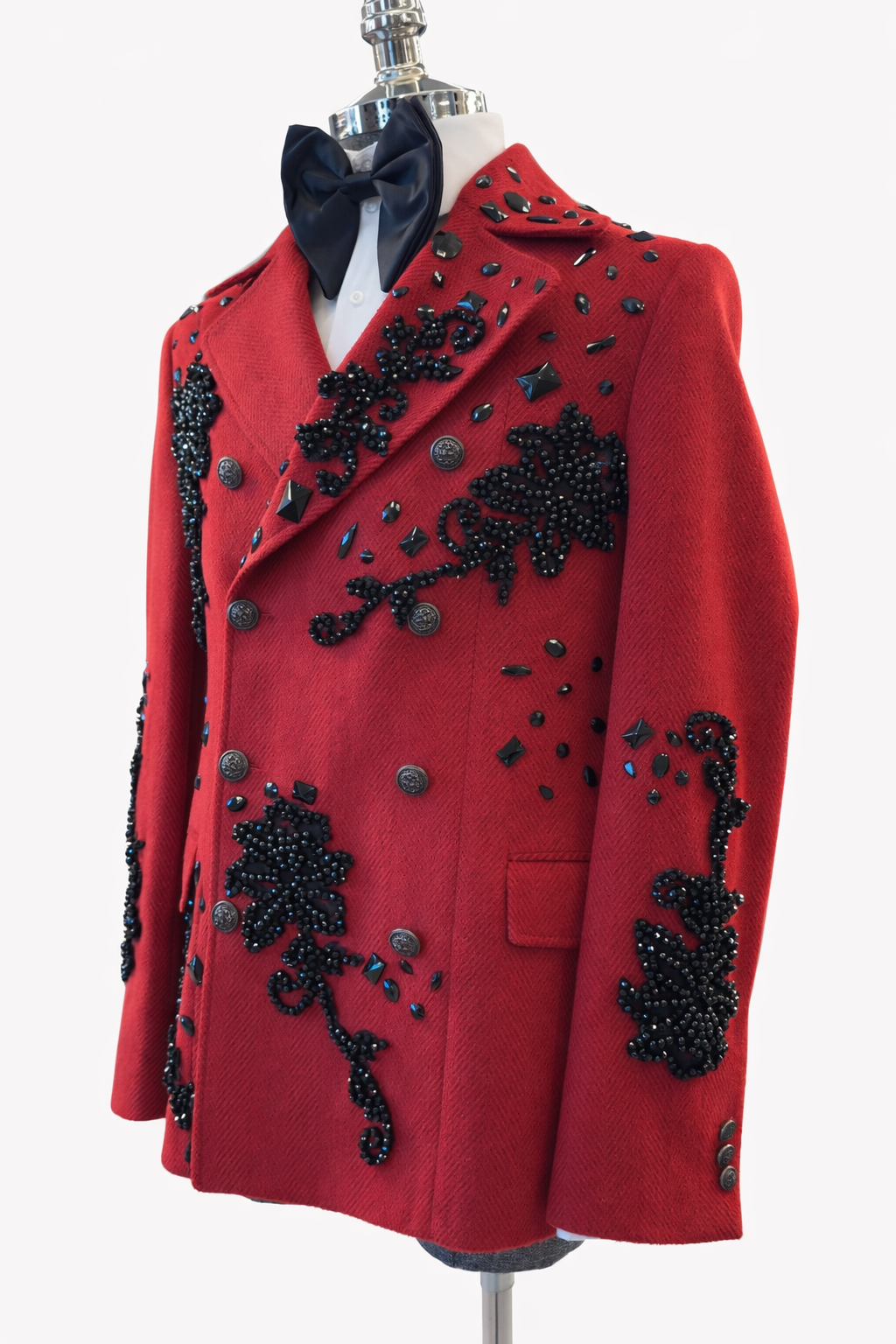 Luxury Handcrafted Red Statement Coat – view 3