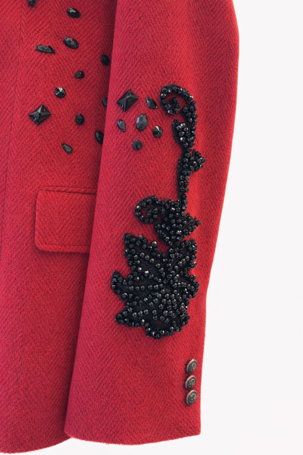Luxury Handcrafted Red Statement Coat – view 6