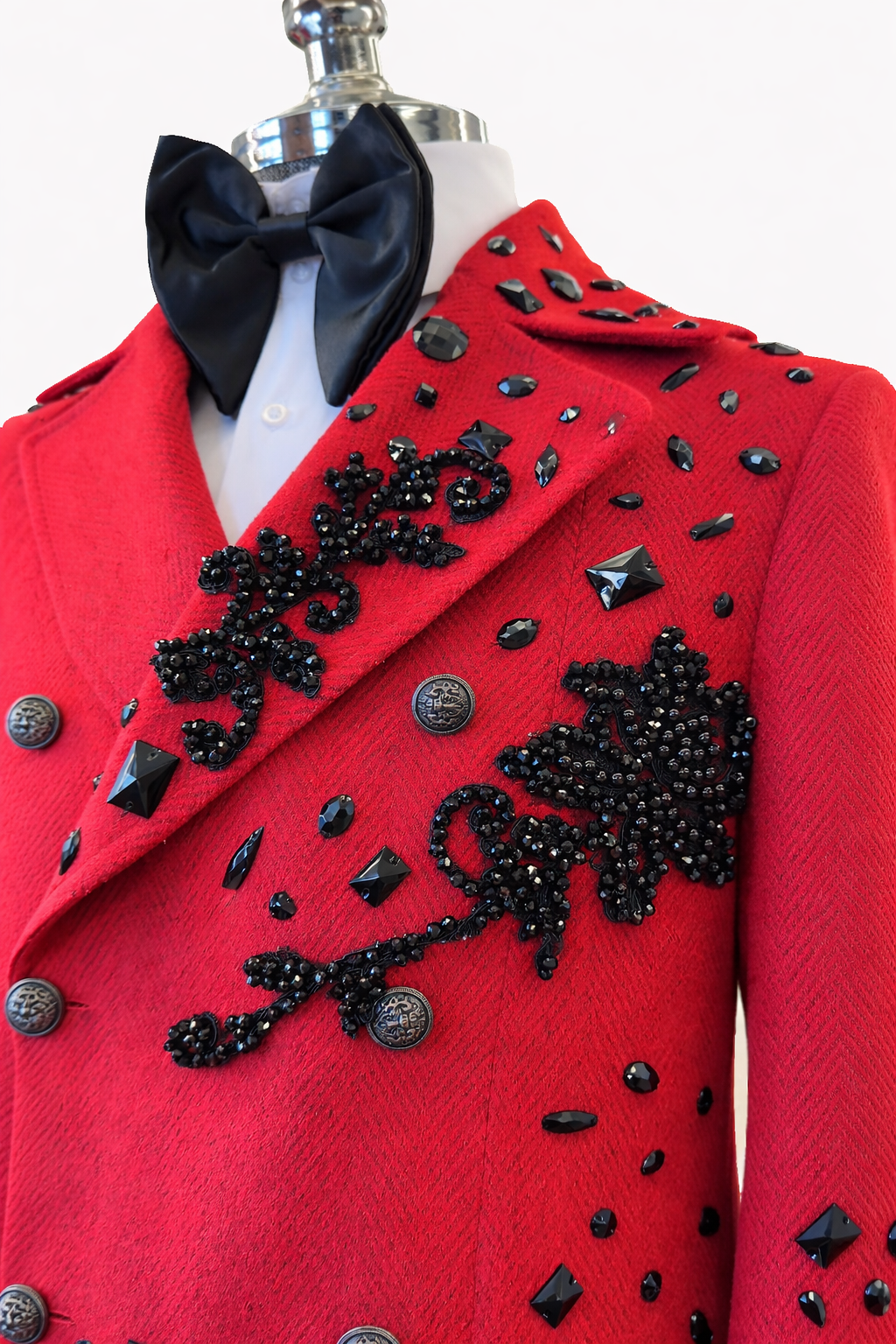 Luxury Handcrafted Red Statement Coat – view 4