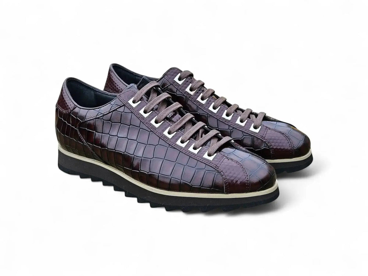 Crocodile Embossed Leather Sneaker