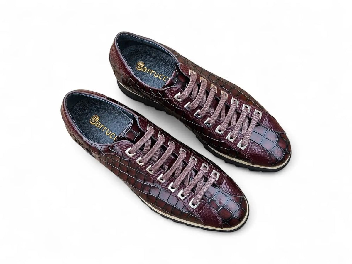 Crocodile Embossed Leather Sneaker