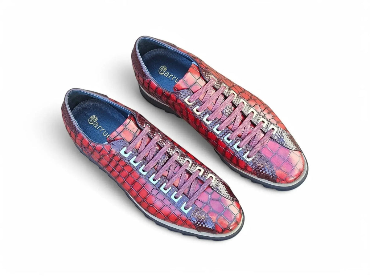 Crocodile Embossed Leather Sneaker