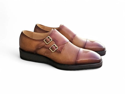 Double Monk Burnished Shoes