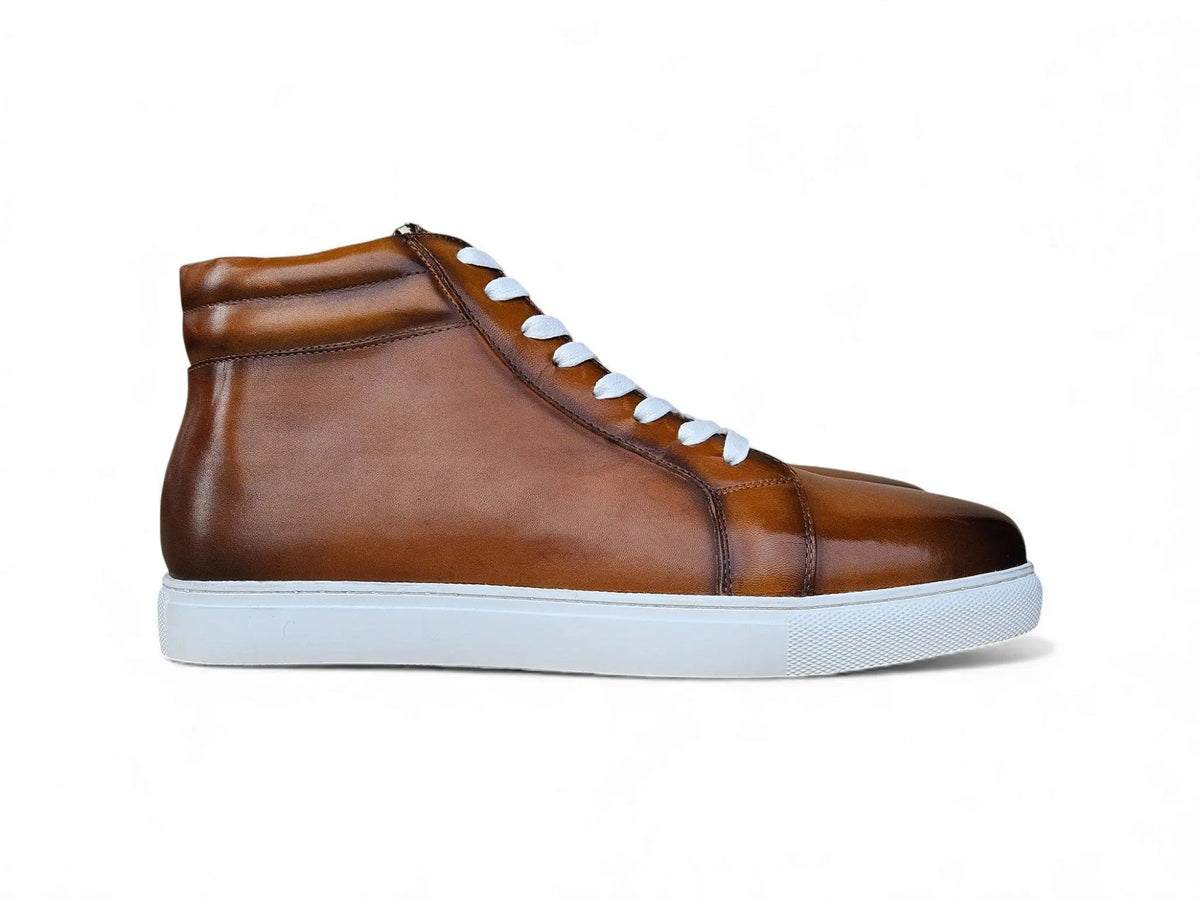 High Top Side Zipper Leather Sneaker