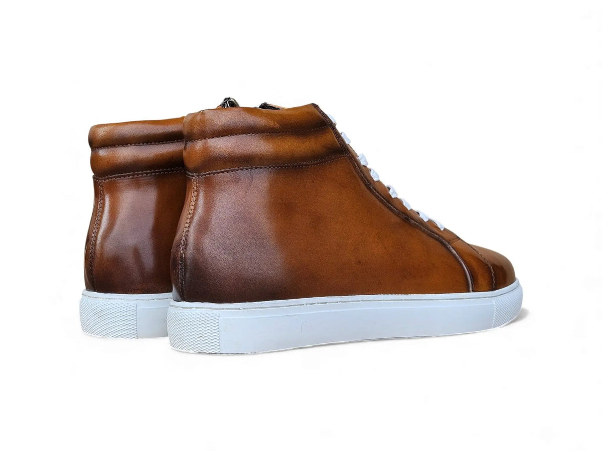 High Top Side Zipper Leather Sneaker
