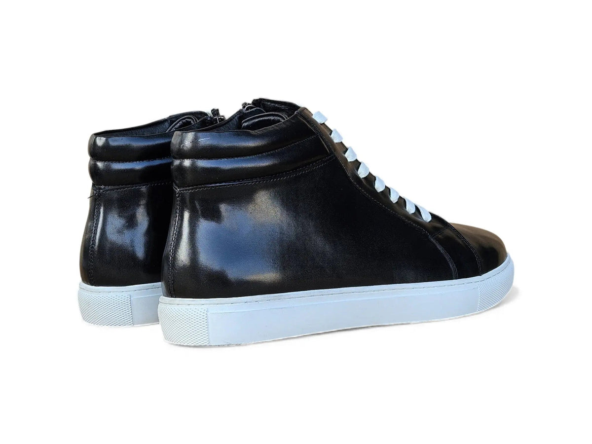 High Top Side Zipper Leather Sneaker