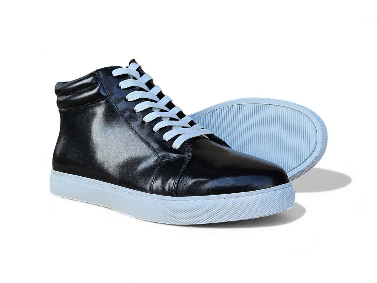 High Top Side Zipper Leather Sneaker