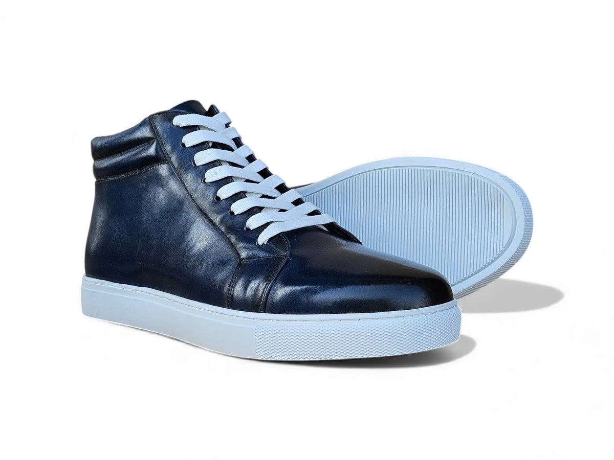 High Top Side Zipper Leather Sneaker