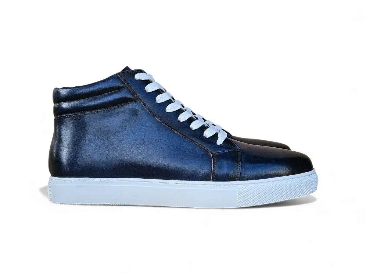 High Top Side Zipper Leather Sneaker