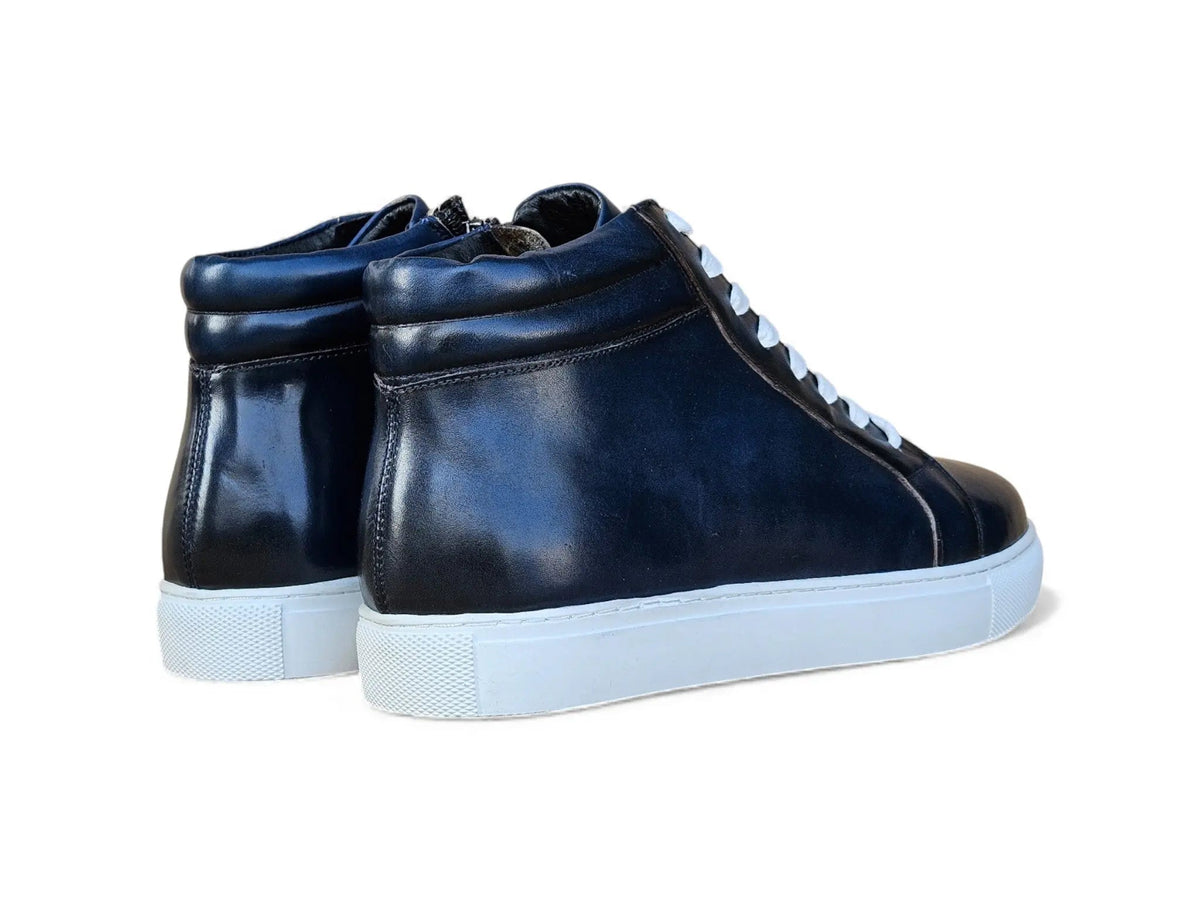 High Top Side Zipper Leather Sneaker