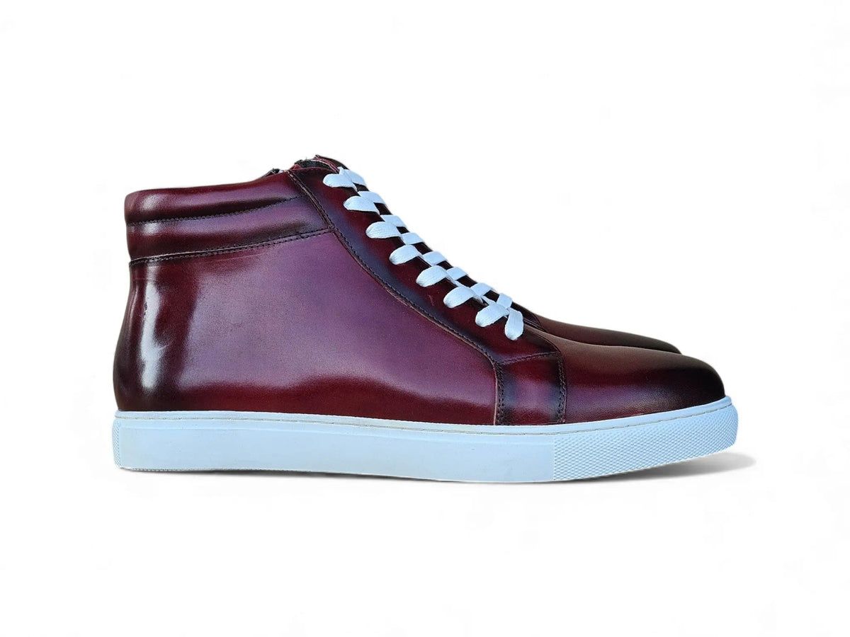 High Top Side Zipper Leather Sneaker