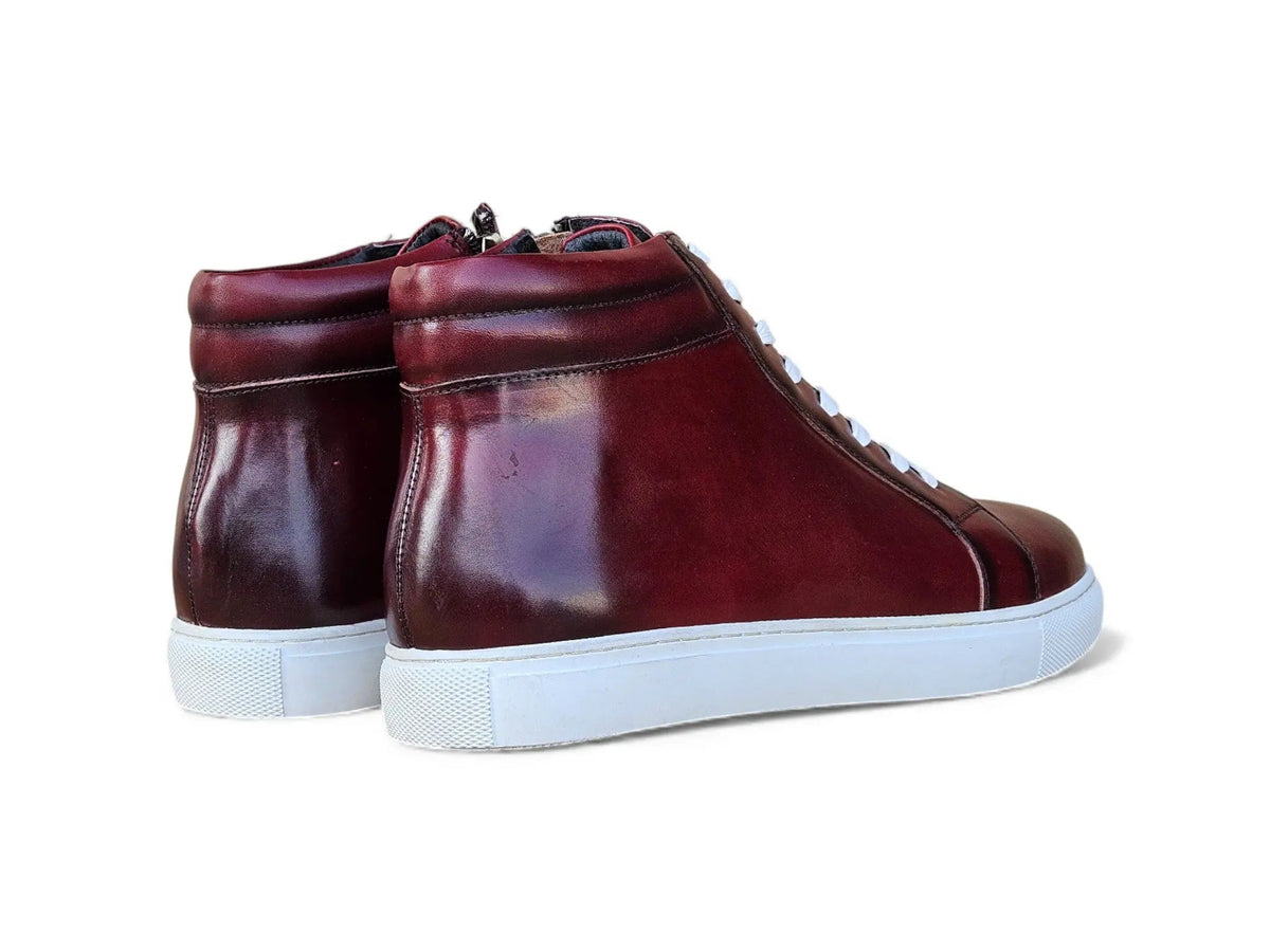 High Top Side Zipper Leather Sneaker
