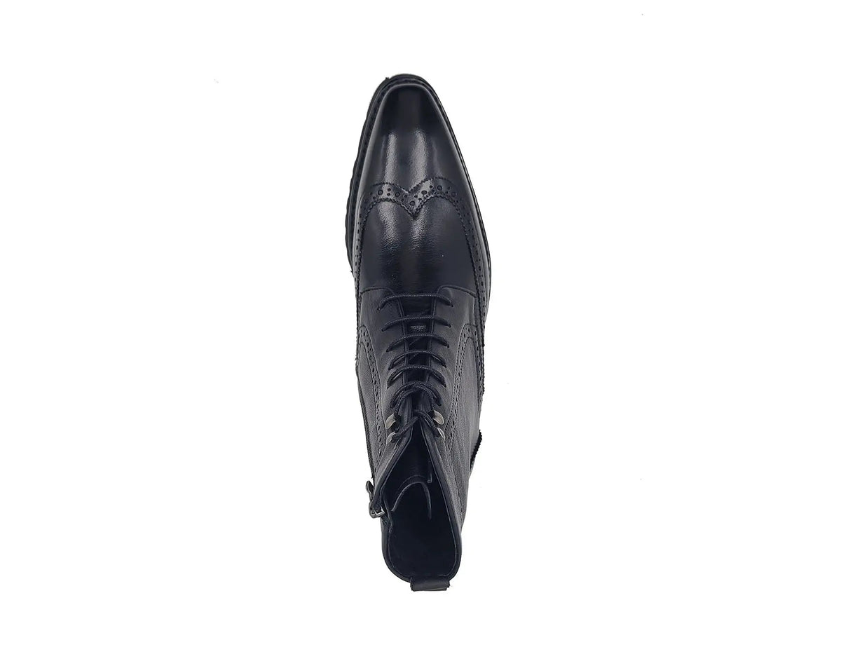 Hudson Black Wingtip Boot Lug Sole