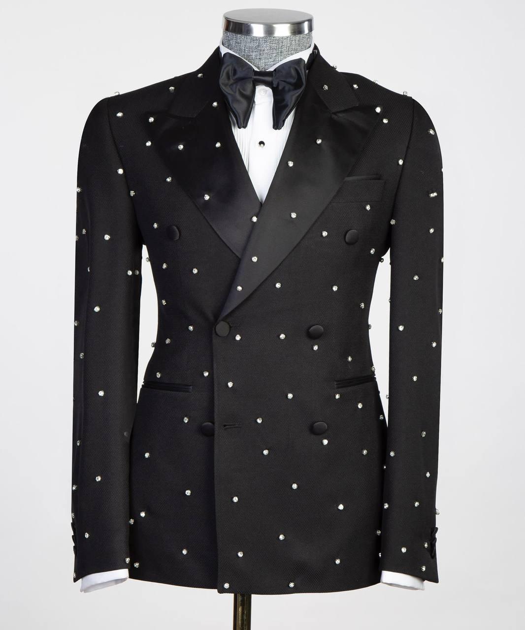 Jewelry Ornament Tuxedo – Black & Silver V – view 1