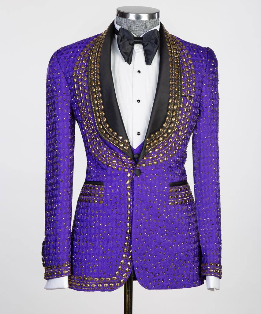 Jewelry Ornament Tuxedo – Purple & Gold – view 2