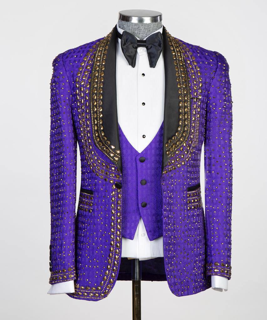 Jewelry Ornament Tuxedo – Purple & Gold – view 1