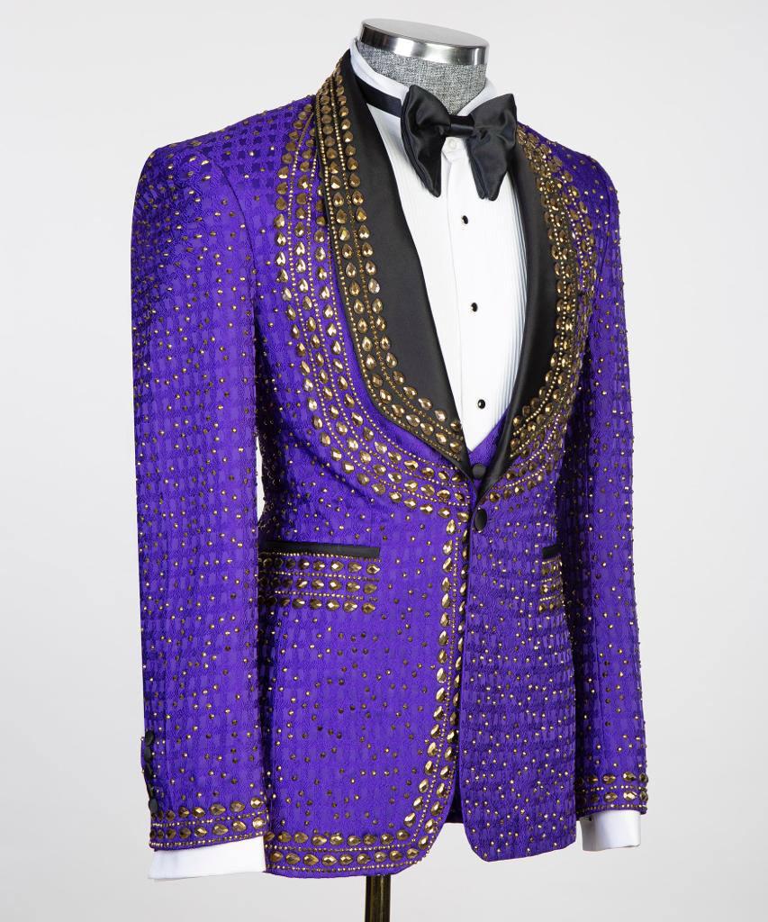 Jewelry Ornament Tuxedo – Purple & Gold – view 3