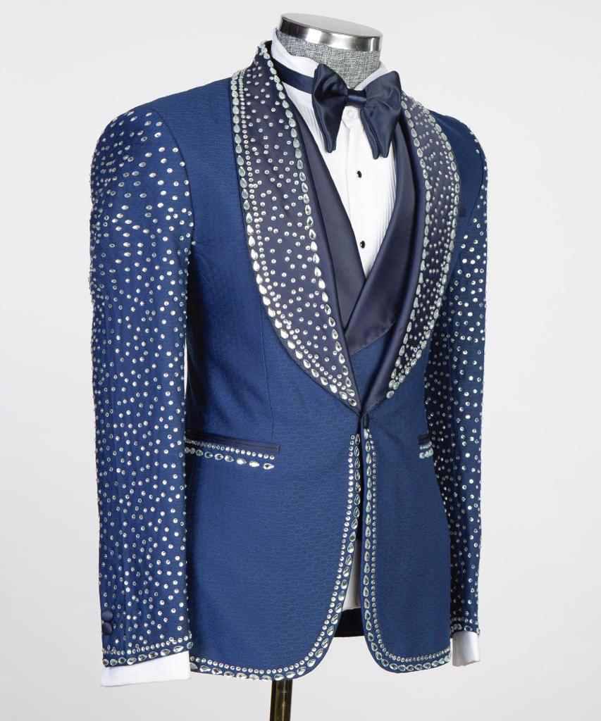 Jewelry Ornament Tuxedo – Blue & Silver – view 2