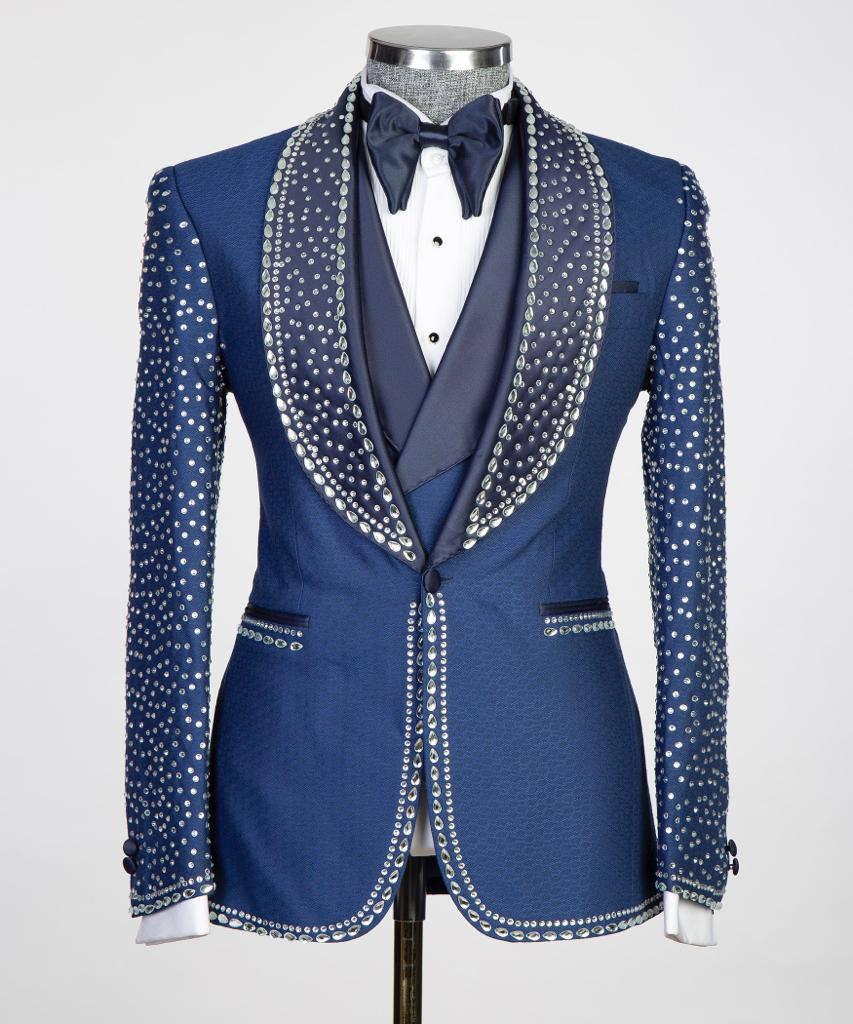 Jewelry Ornament Tuxedo – Blue & Silver – view 1