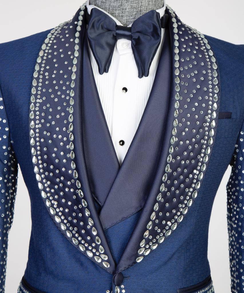Jewelry Ornament Tuxedo – Blue & Silver – view 3