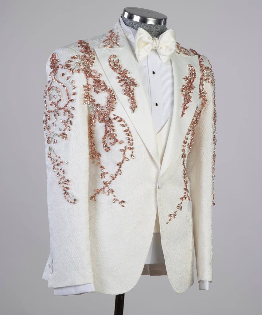 Jewelry Ornament Tuxedo – Cream & Burgundy
