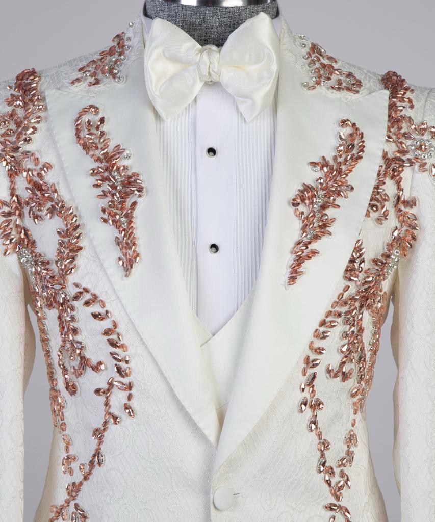 Jewelry Ornament Tuxedo – Cream & Burgundy