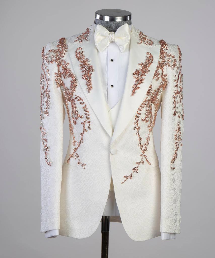 Jewelry Ornament Tuxedo – Cream & Burgundy