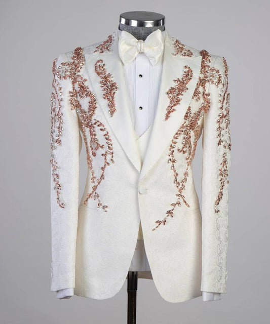 Jewelry Ornament Tuxedo – Cream & Burgundy