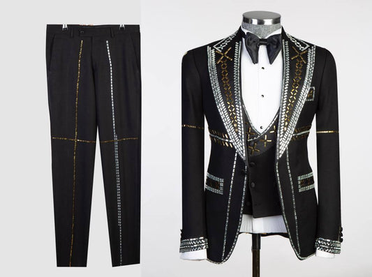 Jewelry Ornament Tuxedo – Black & Gold III – view 1