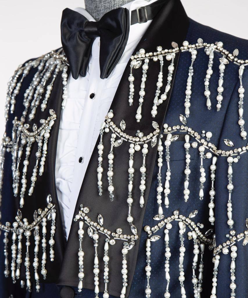 Jewelry Ornament Tuxedo – Blue/Silver – view 4