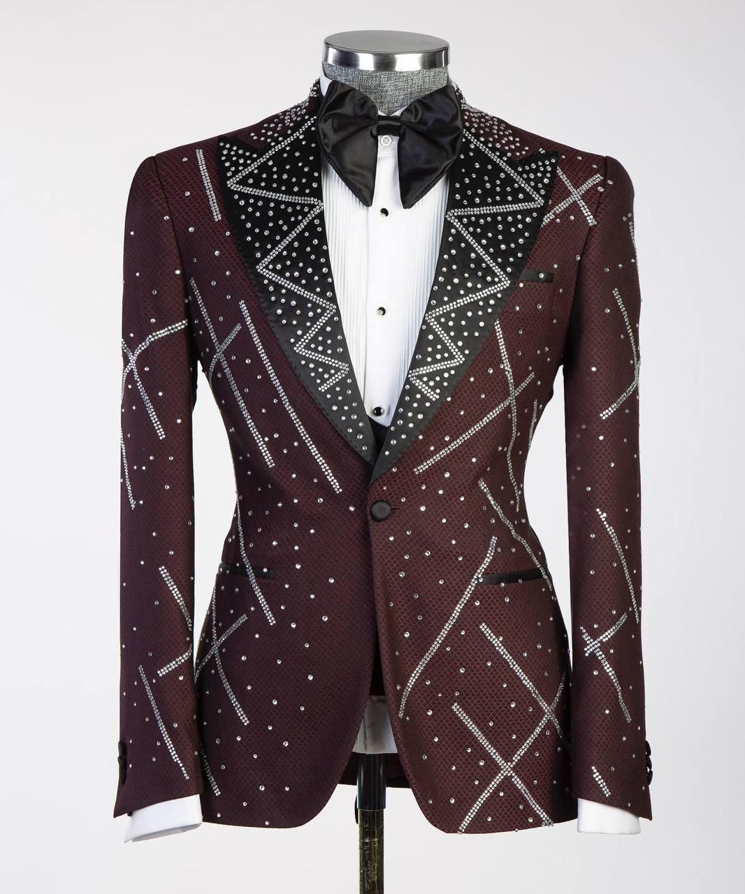 Jewelry Ornament Tuxedo – Burgundy/Silver II – view 2