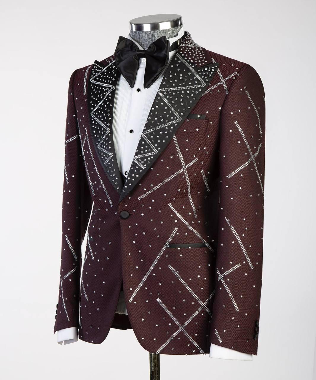Jewelry Ornament Tuxedo – Burgundy/Silver II – view 3