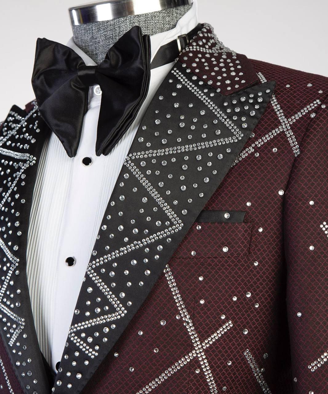 Jewelry Ornament Tuxedo – Burgundy/Silver II – view 5