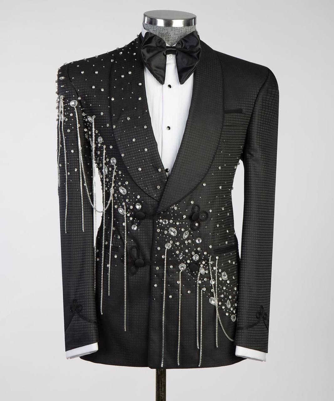 Jewelry Ornament Tuxedo Black Silver V